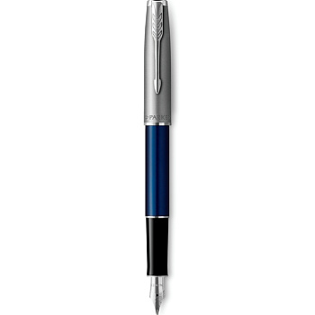 KALAM.KZ - Ручка перьевая Parker Sonnet Sand Blasted Metal-Blue Lacquer, 0,8 мм F, черная 2146747