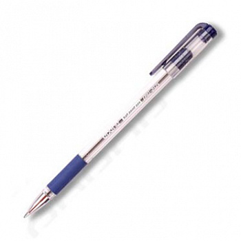 KALAM.KZ - Ручка шариковая, 0.7мм, синяя, корпус прозрачный, с резиновым упором для пальцев Epene