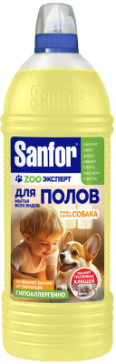 Средство моющее, универсальное для пола 1л. ультра блеск,ZOO эксперт, когда в доме собака "Sanfor"