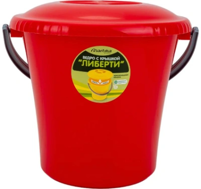 Ведро пластиковое 3л с крышкой, красное, "Либерти"