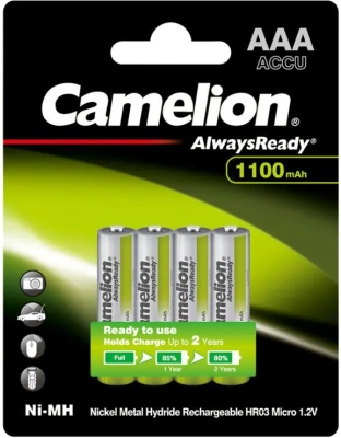 Аккумулятор CAMELION AlwaysReady Ni-MH Rechargeable NH-AAA1100ARBP4 4 шт. в блистере