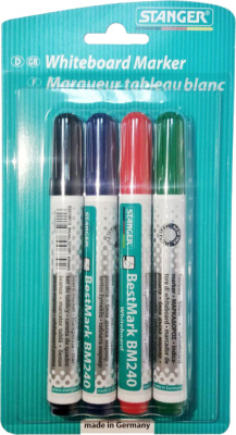 Маркер для доски, 1-3мм, круглый наконечник, набор 4 цвета Stanger BM240 Маркер для доски, 1-3мм, круглый наконечник, набор 4 цвета Stanger BM240