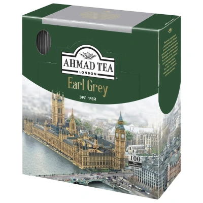 Чай черный, 100 пакетиков Ahmad Earl Grey, черный с бергамотом, в фольге