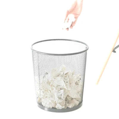 KALAM.KZ - Корзина для бумаг 21 л,  29,5x34,5см, круглая, сетчатая, металлическая, серебристая Foska