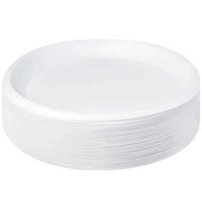 Тарелка d-165 мм,100 шт/уп, десертная белая (ПС, СтиролПласт) 