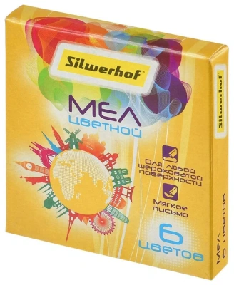 Мел цветной, 6шт в уп.