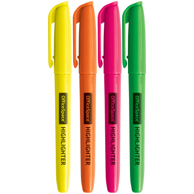 KALAM.KZ - Маркер текстовой, 1-3мм, скошенный наконечник, набор 4 цвета OfficeSpace