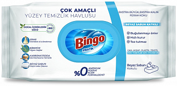 KALAM.KZ - Салфетки влажные 96 шт, в уп, универсальные, "Белое мыло" Bingo