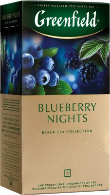 Чай черный, 25 пакетиков Greenfield Blueberry Nights, black tea ( 1,5х25х10)
