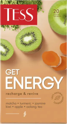 Чай зеленый, 20 пирамидок Tess Get Energy Киви и жасмин
