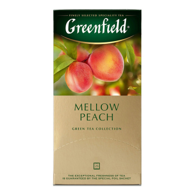 Чай зеленый, 25 пакетиков Greenfield Mellow Peach, (1,8х25х10)с ароматом персика и мандарина Чай зеленый, 25 пакетиков Greenfield Mellow Peach, (1,8х25х10)с ароматом персика и мандарина