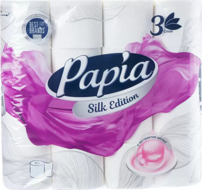 Бумага туалетная 3х-слойная, "Papia WR White" с втулкой, без обертки 32 шт в уп