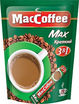 KALAM.KZ - Кофе растворимый, Maccoffee "3 в 1", 16 гр. упаковка 20 шт MAX Strong OPP