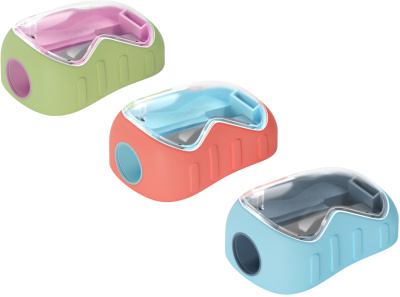 Точилка 1 отверстие, с контейнером, пластик, ассорти "Soft" Berlingo