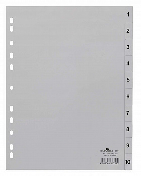 KALAM.KZ - Разделитель 1-10, А4, 10л, пластик, серый Durable
