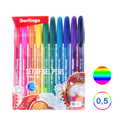 Набор гелевых ручек 0,5 мм, 10 шт, цветные Berlingo "Triangle Gel"