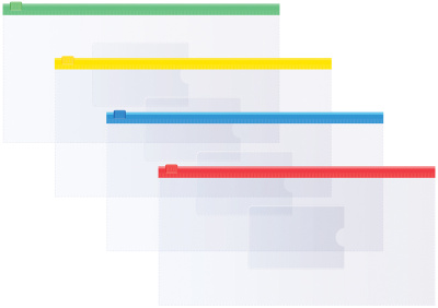 KALAM.KZ - Папка с бегунком 255х130мм, 120мкр, прозрачная, карман, для ж/д и авиа билетов, ассорти OfficeSpace