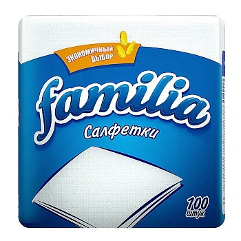 KALAM.KZ - Салфетки бумажные 100 шт 24*23 белые Familia