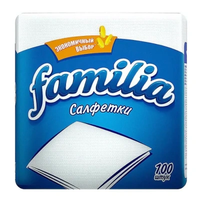 Салфетки бумажные 100 шт 24*23 белые Familia