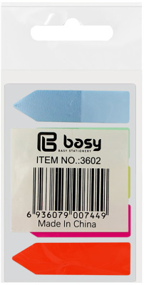 Закладки клейкие 45x12мм, 5цвx25л,стрелки, пластиковые "Basy"