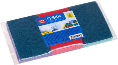 Губка для мытья посуды 3 шт в уп. OfficeClean "Maxi"