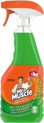 Средство для мытья стекол и поверхностей, 530мл, с триггером "Мистер Мускул" нашат.спирт, зеленый
