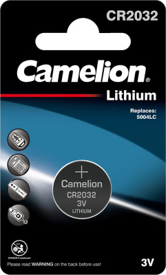 Батарейка CR2032, 3V Lithium, BP1, (блистер 1шт) Camelion