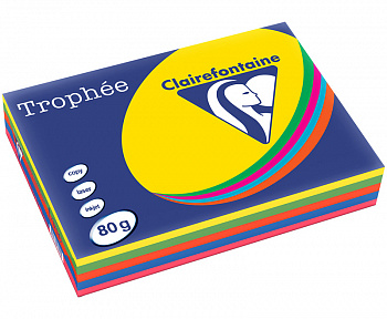 Бумага цветная "Trophee" A4, 80гр, 250л, 5цветов,  intensive mix