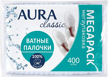 KALAM.KZ - Ватные палочки "Aura classic" 400шт пакет/42шт/