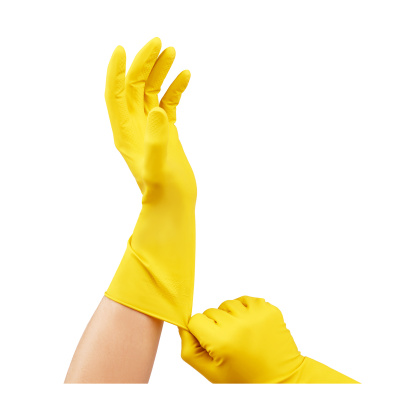 KALAM.KZ - Перчатки резиновые S универсальные, желтые, 1 пара в уп. OfficeClean