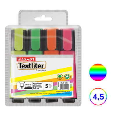 KALAM.KZ - Маркер текстовой 1-4.5мм, скошенный наконечник, 4 цвета в наборе, Luxor 