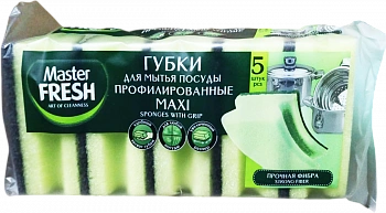 KALAM.KZ - Губка для мытья посуды, профилированная Maxi, 5шт, Master Fresh