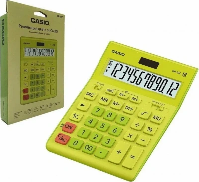 KALAM.KZ - Калькулятор 12 разрядов, 34,5 x 210 x 155мм, салатовый CASIO GR-12C-GN-W-EP