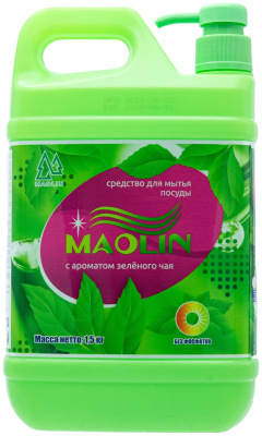 Средство для мытья посуды 1,5кг, "Maolin" Зеленый чай, с дозатором
