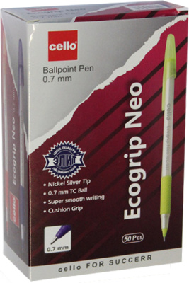 KALAM.KZ - Ручка шариковая, 0.7мм, синяя, корпус белый, колпачки ассорти Kube ECOGRIP NEO 