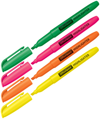 KALAM.KZ - Маркер текстовой, 1-3мм, скошенный наконечник, набор 4 цвета OfficeSpace