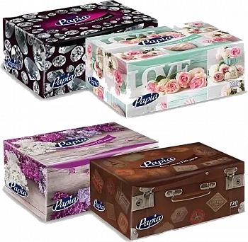 KALAM.KZ - Салфетки Papia "Mini" 2-х слойные, вытяжные 120 штук в картонной упаковке