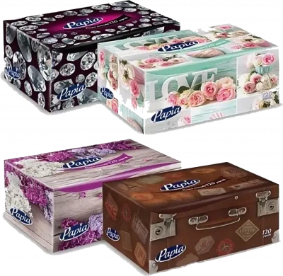 Салфетки Papia "Mini" 2-х слойные, вытяжные 120 штук в картонной упаковке