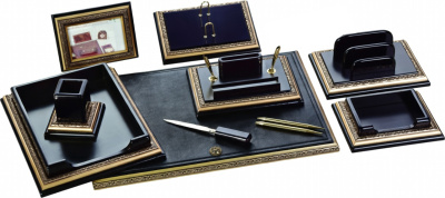 Набор настольный 9 предметов, дерево, черный/бордовый, отделка золотом Grand