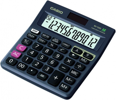 Калькулятор 12 разрядов, 28,6 x 126,5 x 148мм, черный CASIO MJ-120DPLUS-W-EP