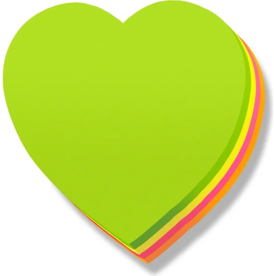 Бумага для заметок самоклеющаяся 72x72мм, 4цвх25л, 100л, неоновых цветов, Сердце"Lamark"