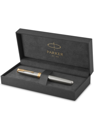 KALAM.KZ - Ручка перьевая Parker Sonnet Stainless Steel GT, 1.0мм.