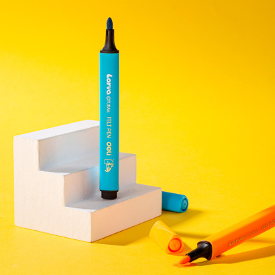 KALAM.KZ - Фломастеры 12 цветов Deli "Larva" трехгранный корпус, пластиковая упаковка