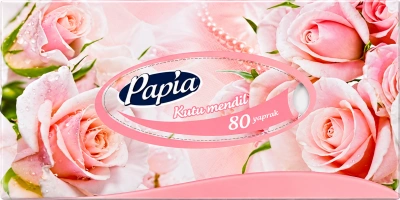 Салфетки бумажные 80шт, 2х-слойные, вытяжные в картонной упаковке "Papia"