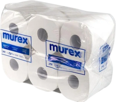 Бумага туалетная 2х-слойная, 150м "Murex Jumbo" с втулкой 78мм, без обертки 12 шт в уп