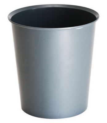 Корзина для бумаг 14л, круглая, цельная, серая Стамм