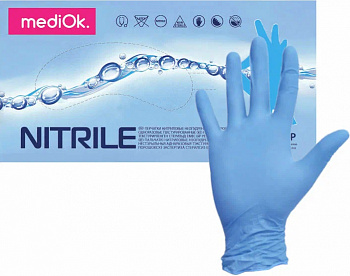 KALAM.KZ - Перчатки MediOk смотровые нитриловые, не опудренные гладкие, нест,одноразовые цвет голубой размер S