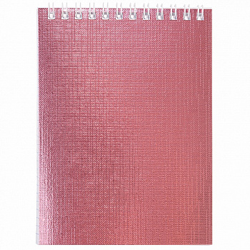 KALAM.KZ - Блокнот "Hatber", 40л, А6, клетка, обложка бумвинил, на гребне, серия "Metallic - Розовый"