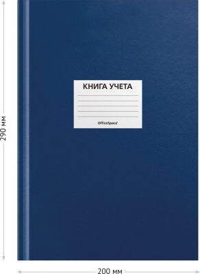 Книга учета 96л, А4, клетка, тв.обложка, 200*290мм бумвинил, цвет синий, блок офсетный 