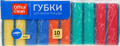 Губка для мытья посуды 10 шт в уп. OfficeClean "Maxi"